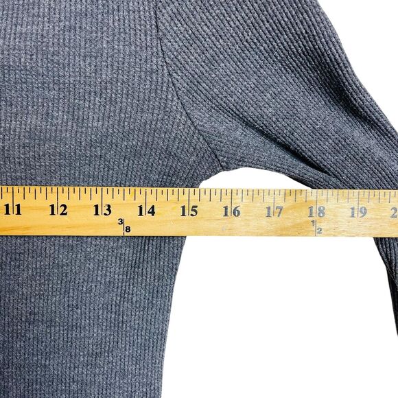 Faded Glory Sweater Womens Small Gray Henley Long Sleeve Thermal Waffle Knit Top - Picture 5 of 9